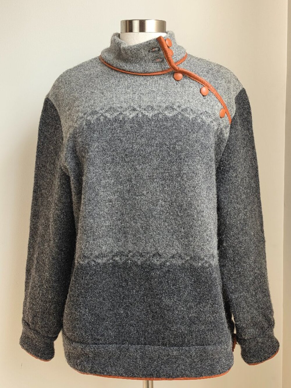 Vintage Christina Kilgren Stockholm Asymmetric Mock Neck Wool Sweater Sz L